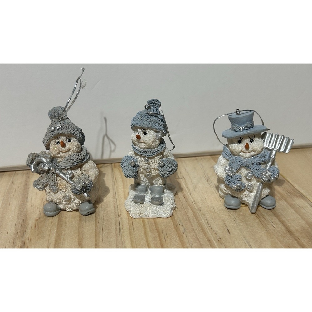 1999 Encore Snow Buddies Lot of 3 Skier Candy Cane Off to Work Ornament figurine